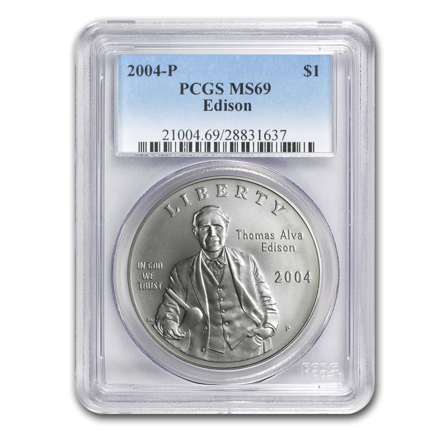 2004-P Thomas Edison $1 Silver Commem MS-69 PCGS
