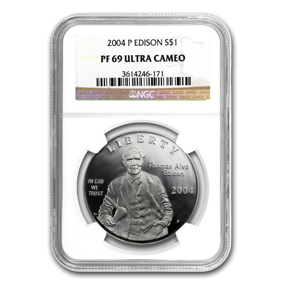 2004-P Thomas Edison $1 Silver Commem PF-69 NGC 2004-P Thomas Edison $1 Silver Commem PF-69 NGC