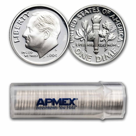 2004-S Roosevelt Dime 50-Coin Roll Proof (Silver) 2004-S Roosevelt Dime 50-Coin Roll Proof (Silver)