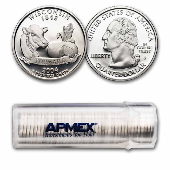 2004-S Wisconsin State Quarter Gem Proof 40-Coin Roll