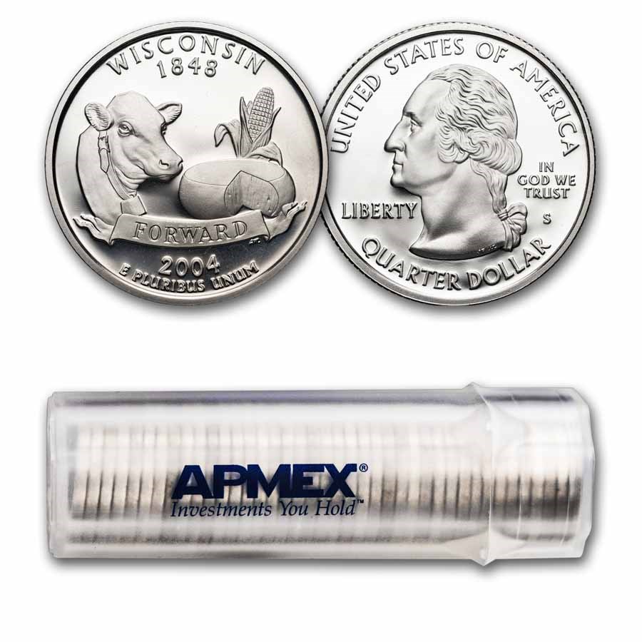 2004-S Wisconsin State Quarter Gem Proof 40-Coin Roll