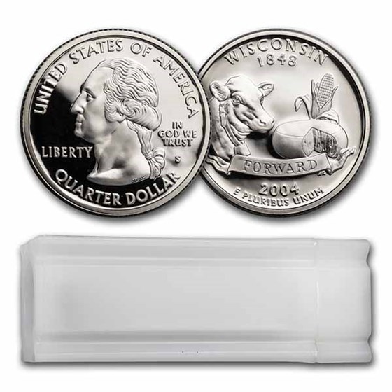 2004-S Wisconsin Statehood Quarter 40-Coin Roll Proof (Silver) 2004-S Wisconsin Statehood Quarter 40-Coin Roll Proof (Silver)