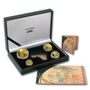 2004 South Africa 4-Coin Gold Natura Lynx Proof Set