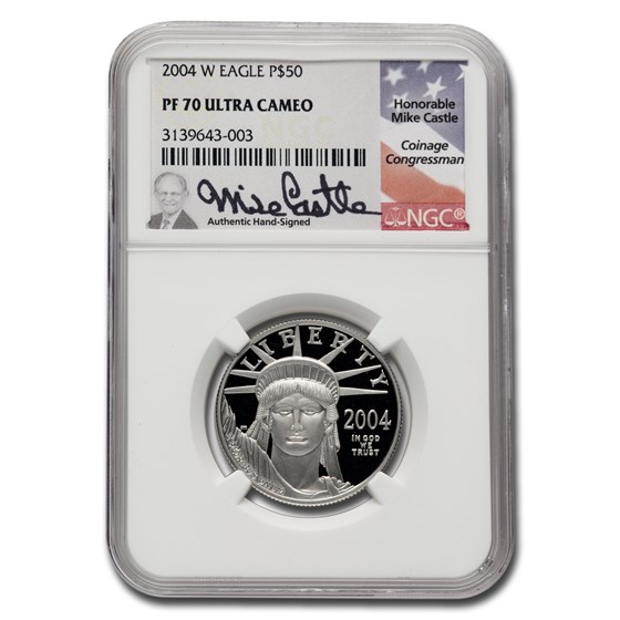 2004-W 1/2 oz Proof American Platinum Eagle PF-70 NGC (Castle) 2004-W 1/2 oz Proof American Platinum Eagle PF-70 NGC (Castle)