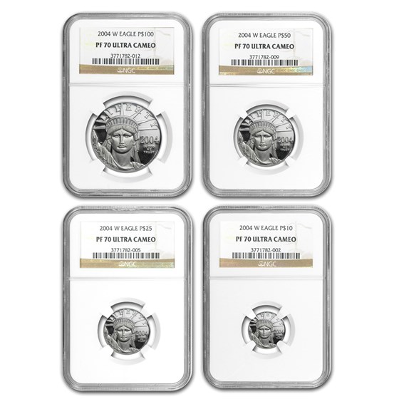 2004-W 4-Coin Proof American Platinum Eagle Set PF-70 NGC 2004-W 4-Coin Proof American Platinum Eagle Set PF-70 NGC