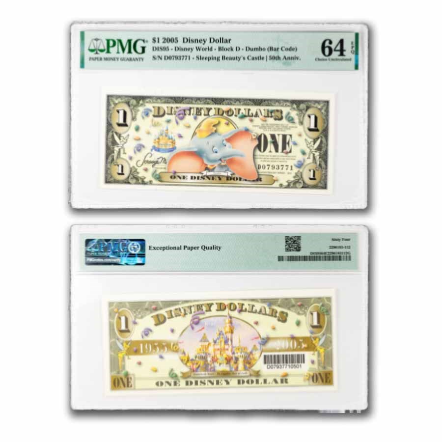 2005 $1.00 (D) Dumbo w/ Barcode CU-64 EPQ PMG (DIS#95)