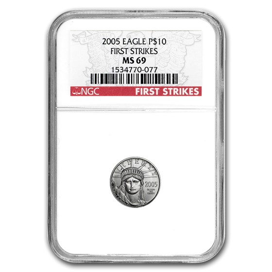 2005 1/10 oz American Platinum Eagle MS-69 NGC (First Strikes) 2005 1/10 oz American Platinum Eagle MS-69 NGC (First Strikes)