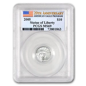 2005 1/10 oz Platinum American Eagle MS-69 PCGS (20th Anniv) 2005 1/10 oz Platinum American Eagle MS-69 PCGS (20th Anniv)