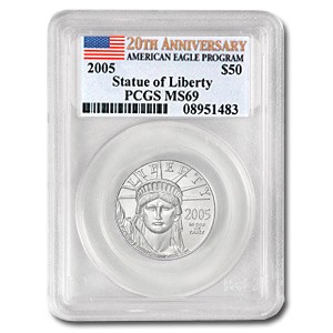 2005 1/2 oz Platinum Eagle MS-69 PCGS (20th Anniversary Label) 2005 1/2 oz Platinum Eagle MS-69 PCGS (20th Anniversary Label)
