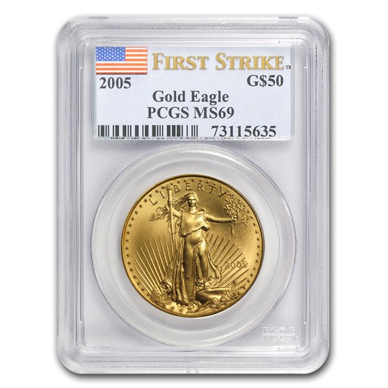 2005 1 oz American Gold Eagle MS-69 PCGS (FirstStrike®) 2005 1 oz American Gold Eagle MS-69 PCGS (FirstStrike®)