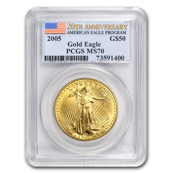 2005 1 oz American Gold Eagle MS-70 PCGS (20th Anniv)