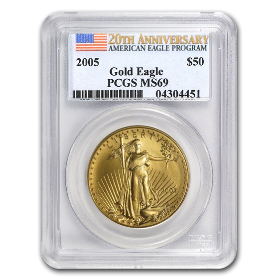 2005 1 oz Gold American Eagle MS-69 PCGS (20th Anniv) 2005 1 oz Gold American Eagle MS-69 PCGS (20th Anniv)