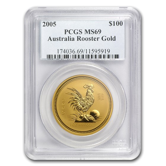 2005 1 oz Gold Lunar Year of the Rooster MS-69 PCGS (Series I) 2005 1 oz Gold Lunar Year of the Rooster MS-69 PCGS (Series I)