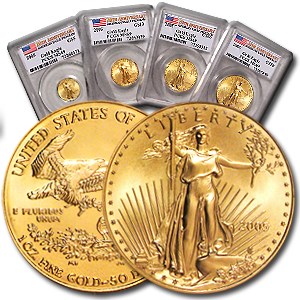 2005 4-Coin American Gold Eagle Set MS-69 PCGS (20th Anniversary)
