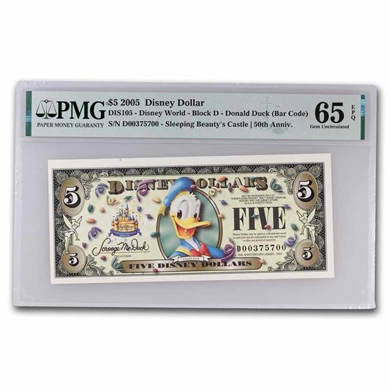 2005 $5.00 (D) Donald Duck CU-65 EPQ PMG (DIS#105) 2005 $5.00 (D) Donald Duck CU-65 EPQ PMG (DIS#105)