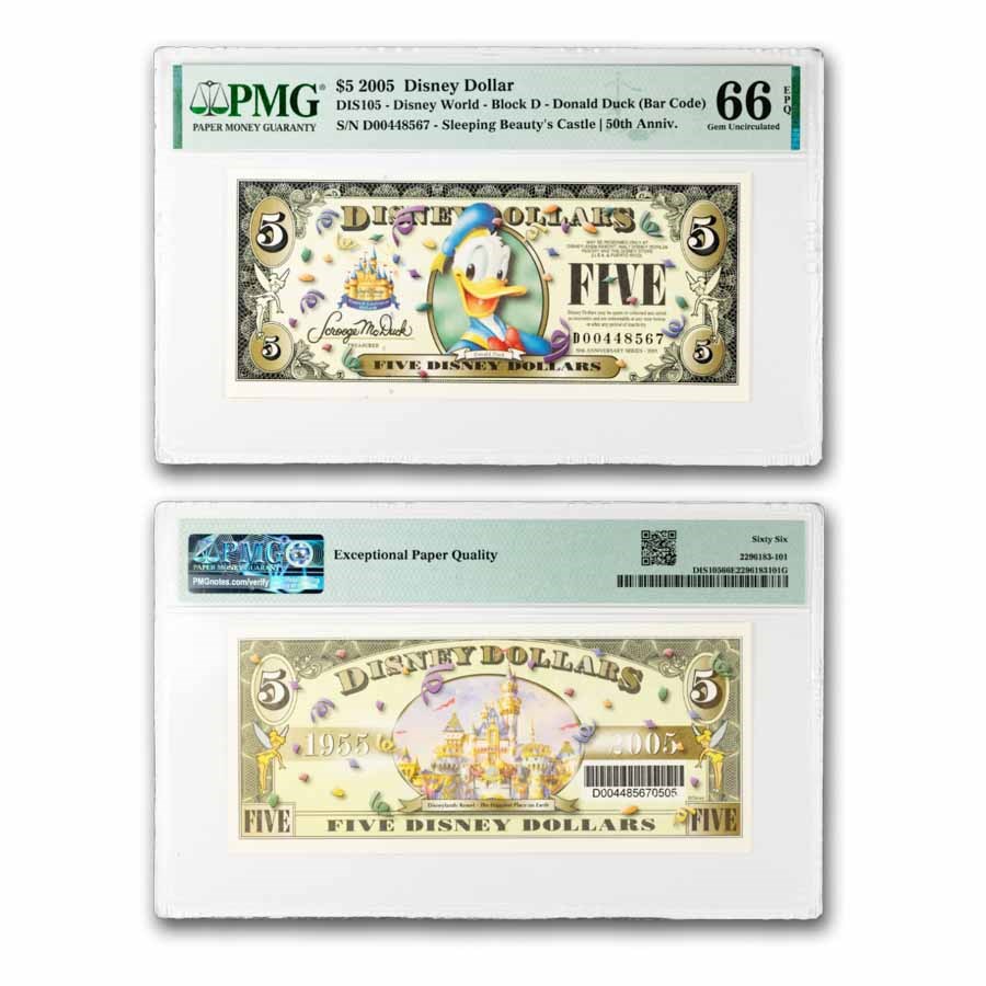 2005 $5.00 (D) Donald Duck CU-66 EPQ PMG (DIS#105)