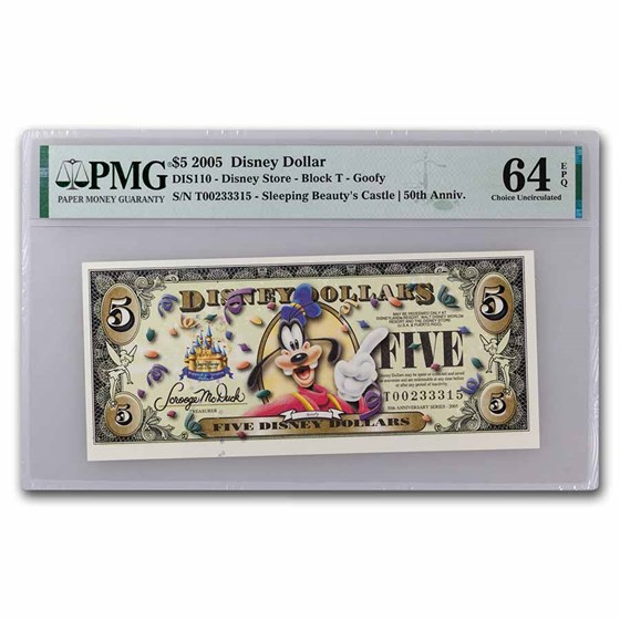 2005 $5.00 (T) Goofy CU-64 EPQ PMG (DIS#110) 2005 $5.00 (T) Goofy CU-64 EPQ PMG (DIS#110)
