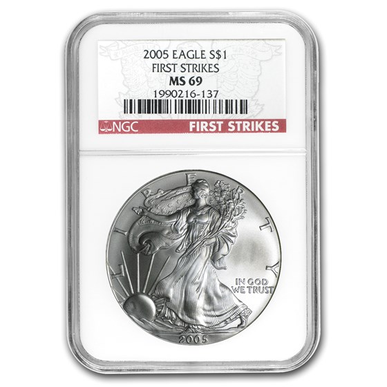 2005 American Silver Eagle MS-69 NGC (First Strike) 2005 American Silver Eagle MS-69 NGC (First Strike)