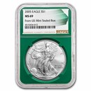2005 American Silver Eagle MS-69 NGC (Green Holder)