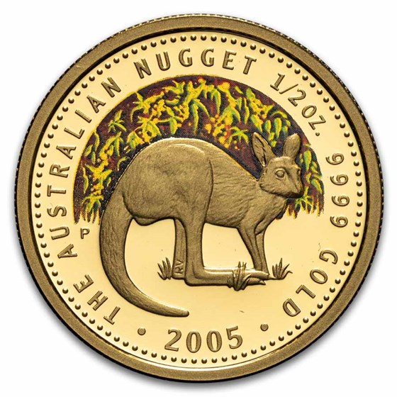 2005 Australia 1/2 Gold Nugget Colorized BU 2005 Australia 1/2 Gold Nugget Colorized BU