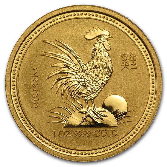 2005 Australia 1 oz Gold Lunar Rooster BU (Series I) 2005 Australia 1 oz Gold Lunar Rooster BU (Series I)