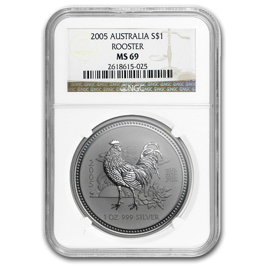 Buy 2005 Australia 1 oz Silver Year of the Rooster MS-69 NGC | APMEX