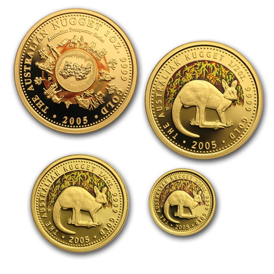 2005 Australia 4-Coin Gold Nugget Proof Set (Capsules Only) 2005 Australia 4-Coin Gold Nugget Proof Set (Capsules Only)