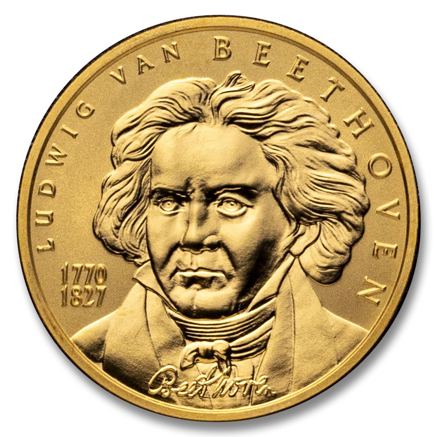 2005 Austria Proof Gold 50 Euro Ludwig Van Beethoven