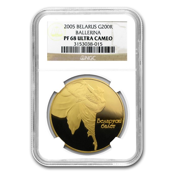 2005 Belarus Gold 200 Rouble Ballerina PF-68 NGC 2005 Belarus Gold 200 Rouble Ballerina PF-68 NGC