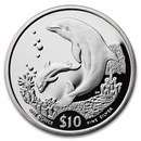 2005 British Virgin Islands Silver $10 Dolphins Proof (Capsule)