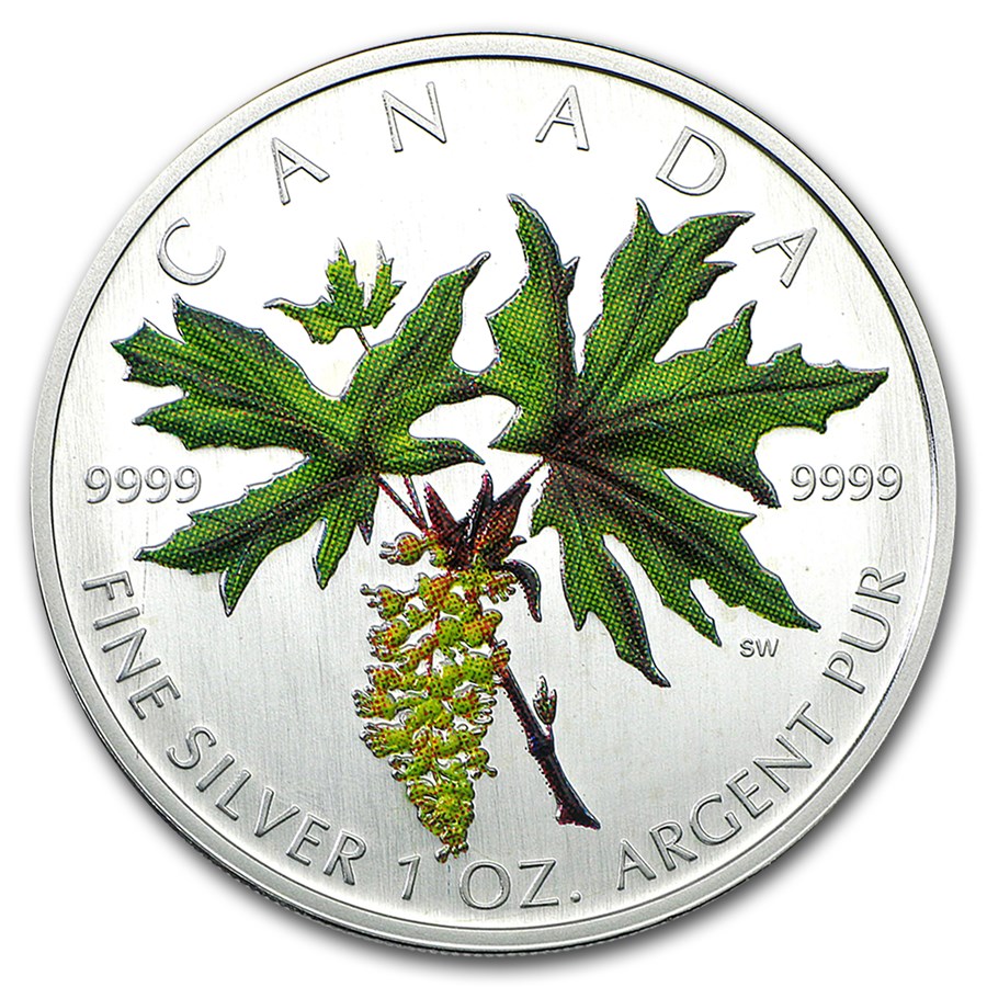2005 Canada 1 oz Silver Maple Leaf Colored (Broadleaf Maple)