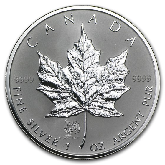 2005 Canada 1 oz Silver Maple Leaf Lunar Rooster Privy 2005 Canada 1 oz Silver Maple Leaf Lunar Rooster Privy