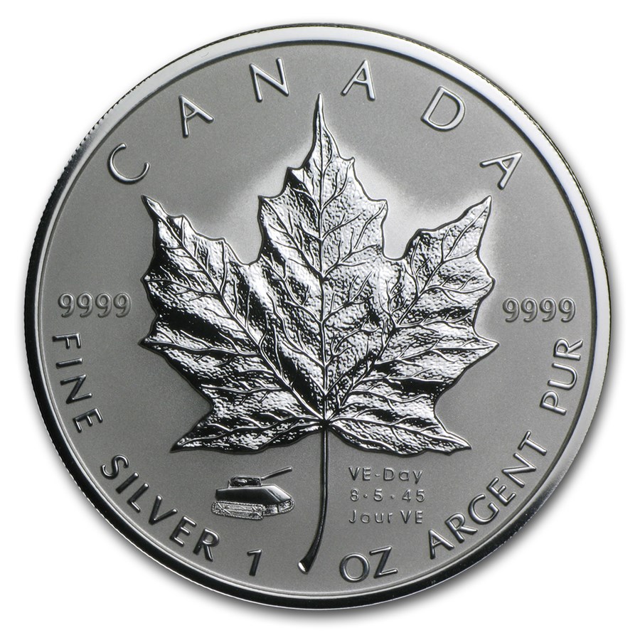 2005 Canada 1 oz Silver Maple Leaf VE-Day Tank Privy