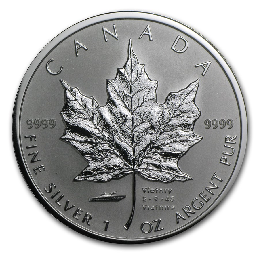 2005 Canada 1 oz Silver Maple Leaf VJ-Day Privy
