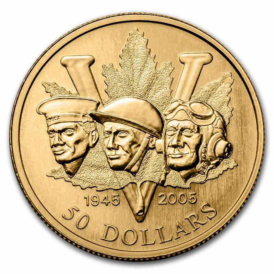 2005 Canada Gold $50 60th Anniv of the End of WWII