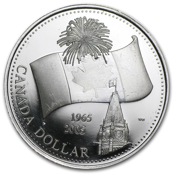 2005 Canada Silver Dollar 40th Anniv. Canada's Flag Proof 2005 Canada Silver Dollar 40th Anniv. Canada's Flag Proof