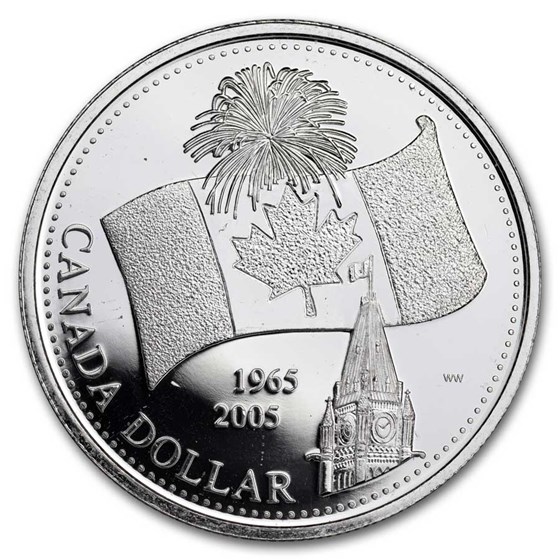 2005 Canada Silver Dollar BU (40th Anniv National Flag) 2005 Canada Silver Dollar BU (40th Anniv National Flag)