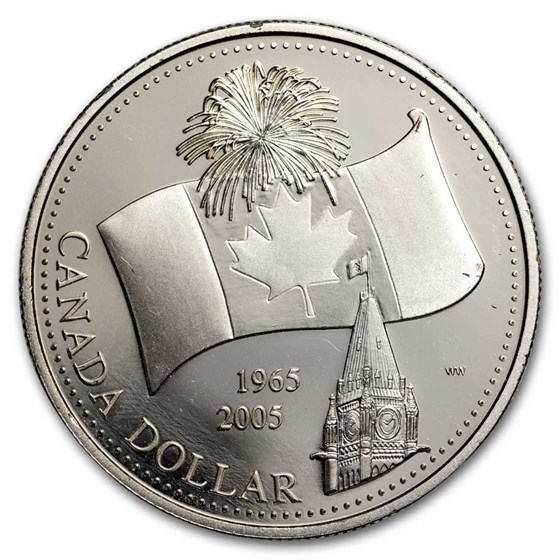 2005 Canada Silver Dollar Proof (40th Anniv National Flag) 2005 Canada Silver Dollar Proof (40th Anniv National Flag)