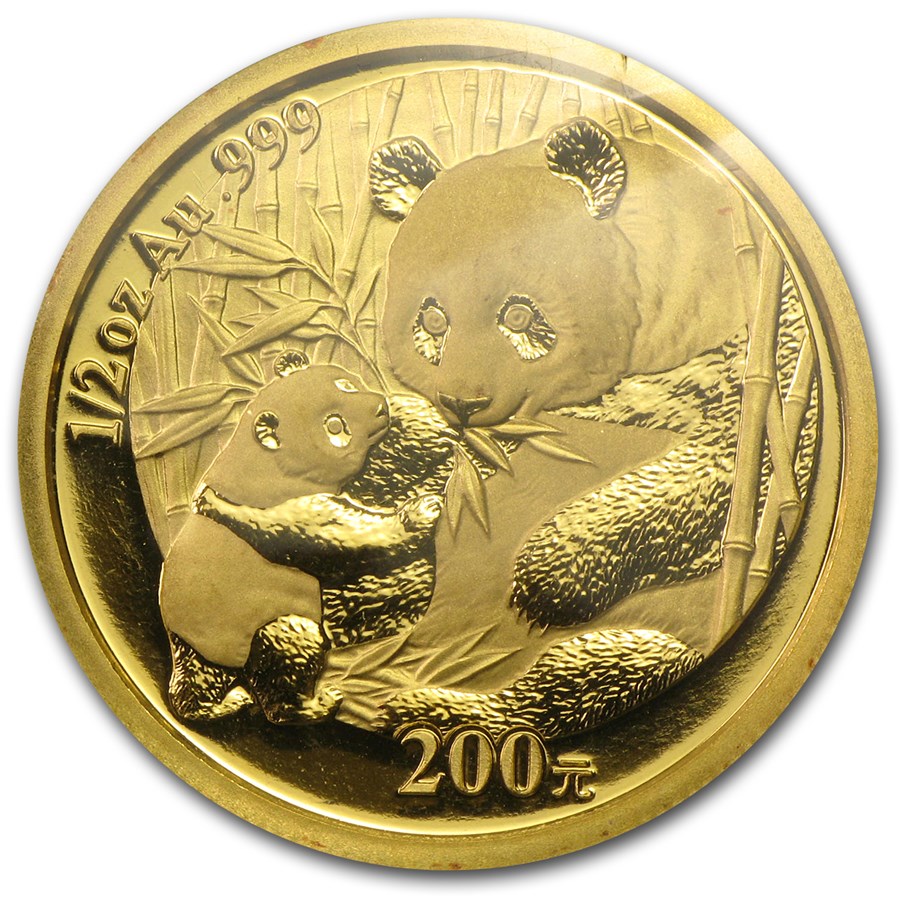 2005 China 1/2 oz Gold Panda BU (Sealed)