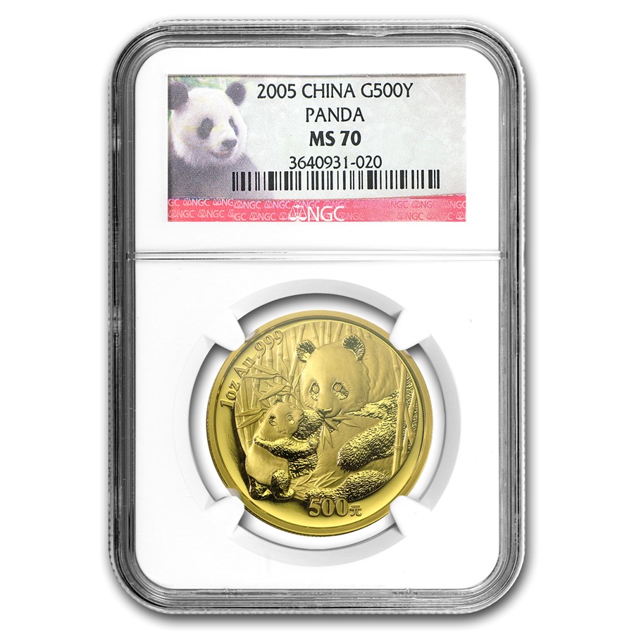 2005 China 1 oz Gold Panda MS-70 NGC