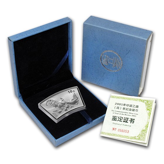 2005 China 1 oz Silver Fan Year of the Rooster (w/Box & COA) 2005 China 1 oz Silver Fan Year of the Rooster (w/Box & COA)