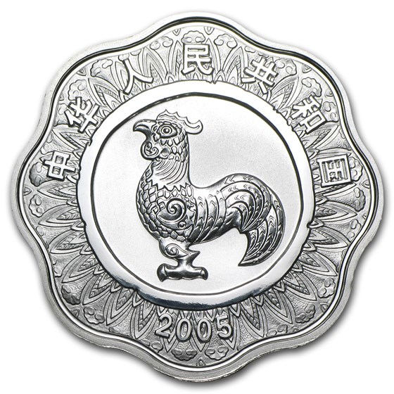 Buy 2005 China 1 oz Silver Flower Year of the Rooster (w/Box &amp; COA) | APMEX
