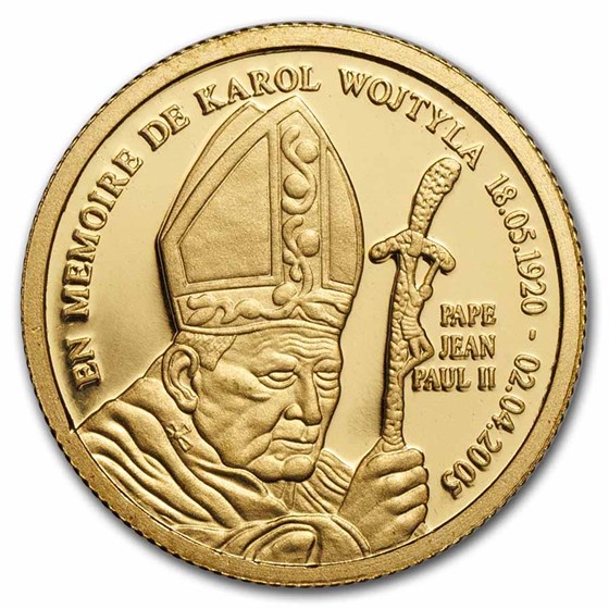 2005 Congo Proof Gold 20 Francs John Paul II 2005 Congo Proof Gold 20 Francs John Paul II