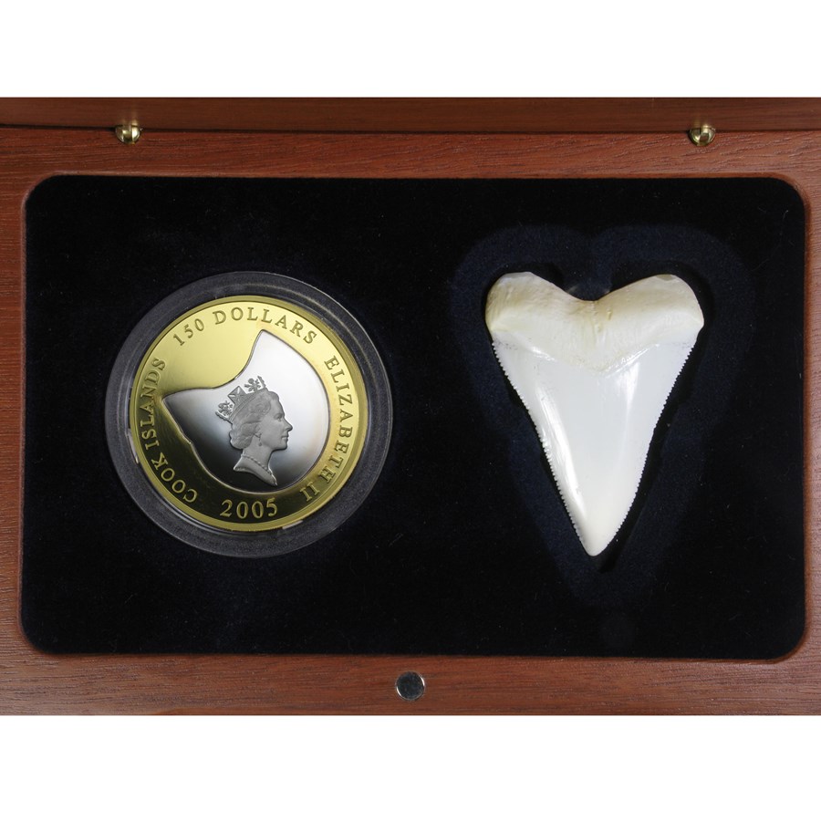 2005 Cook Islands Gold/Silver $150 Great White Shark Proof