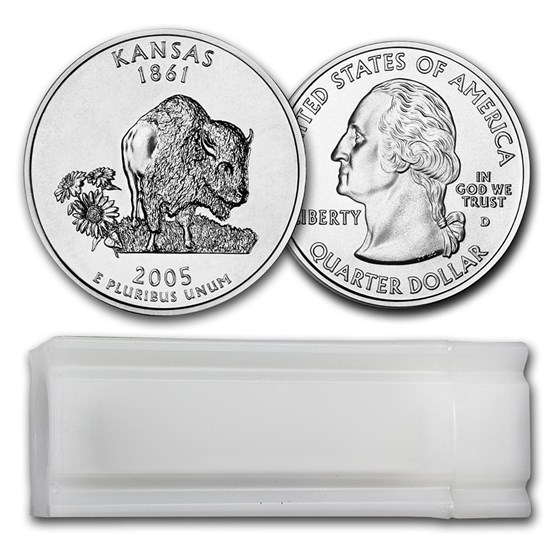 2005-D Kansas Statehood Quarter 40-Coin Roll BU 2005-D Kansas Statehood Quarter 40-Coin Roll BU