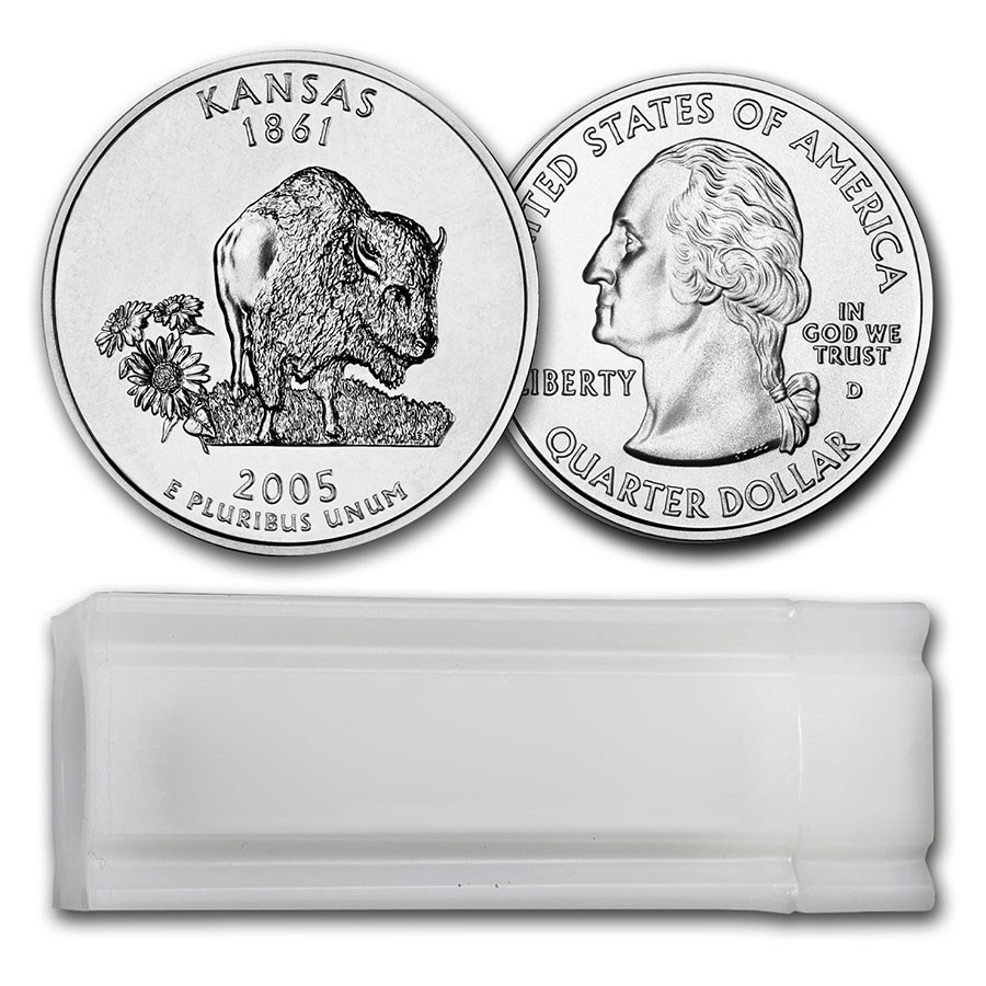 2005-D Kansas Statehood Quarter 40-Coin Roll BU