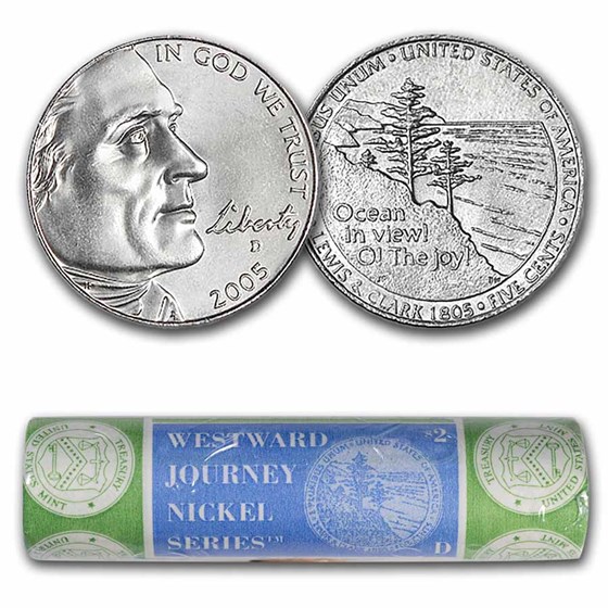 2005-D Ocean in View Nickel 40-coin Mint Wrapped Roll BU 2005-D Ocean in View Nickel 40-coin Mint Wrapped Roll BU
