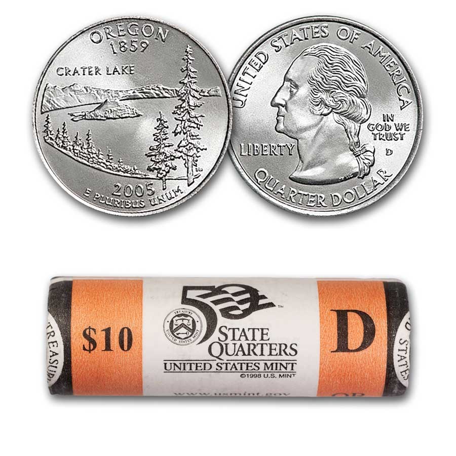 2005-D Oregon Statehood Quarter 40-Coin Mint Wrapped Roll BU