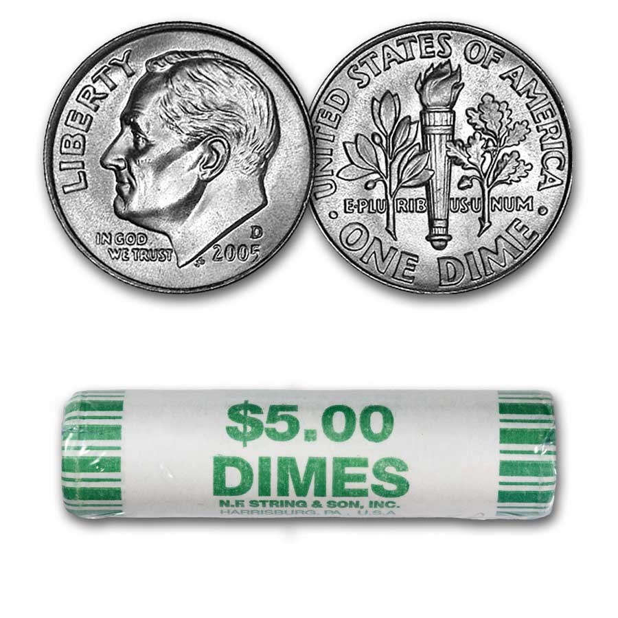 2005-D Roosevelt Dime 50-Coin Roll BU