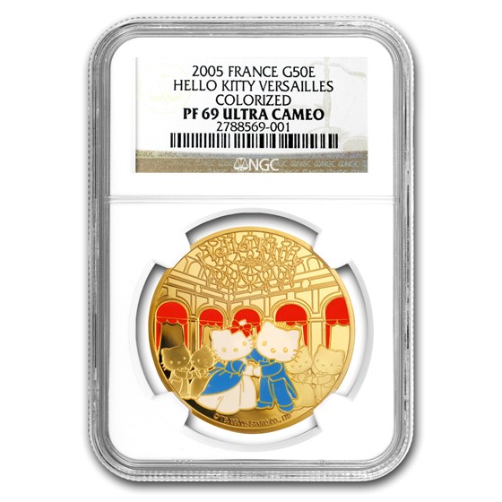 2005 France Proof Gold 50 Euro Hello Kitty Colorized PF-69 NGC 2005 France Proof Gold 50 Euro Hello Kitty Colorized PF-69 NGC